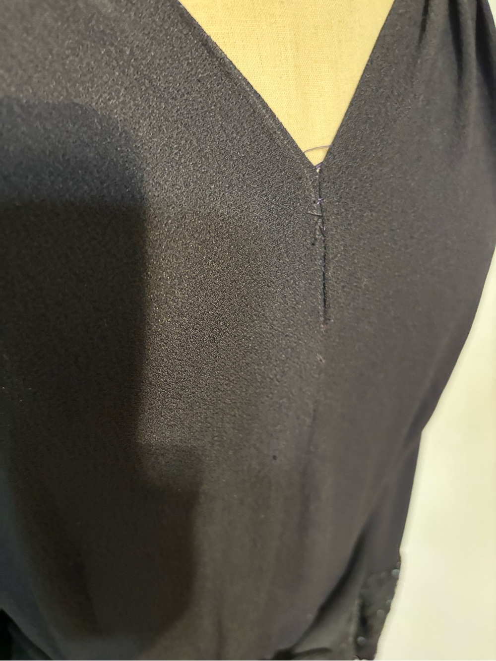 Vintage 1930’s 1940’s Woman’s Peplum Evening Gown with Black Beading - Picture 4 of 11